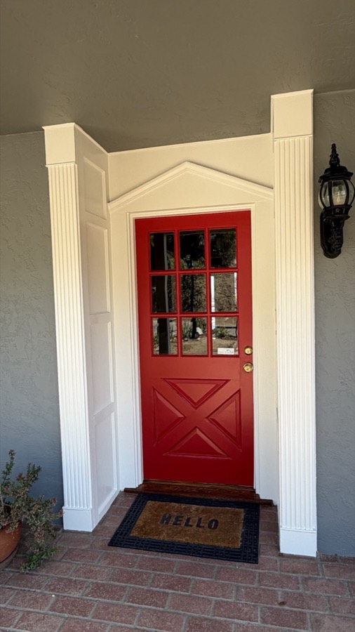 Red front door repaint